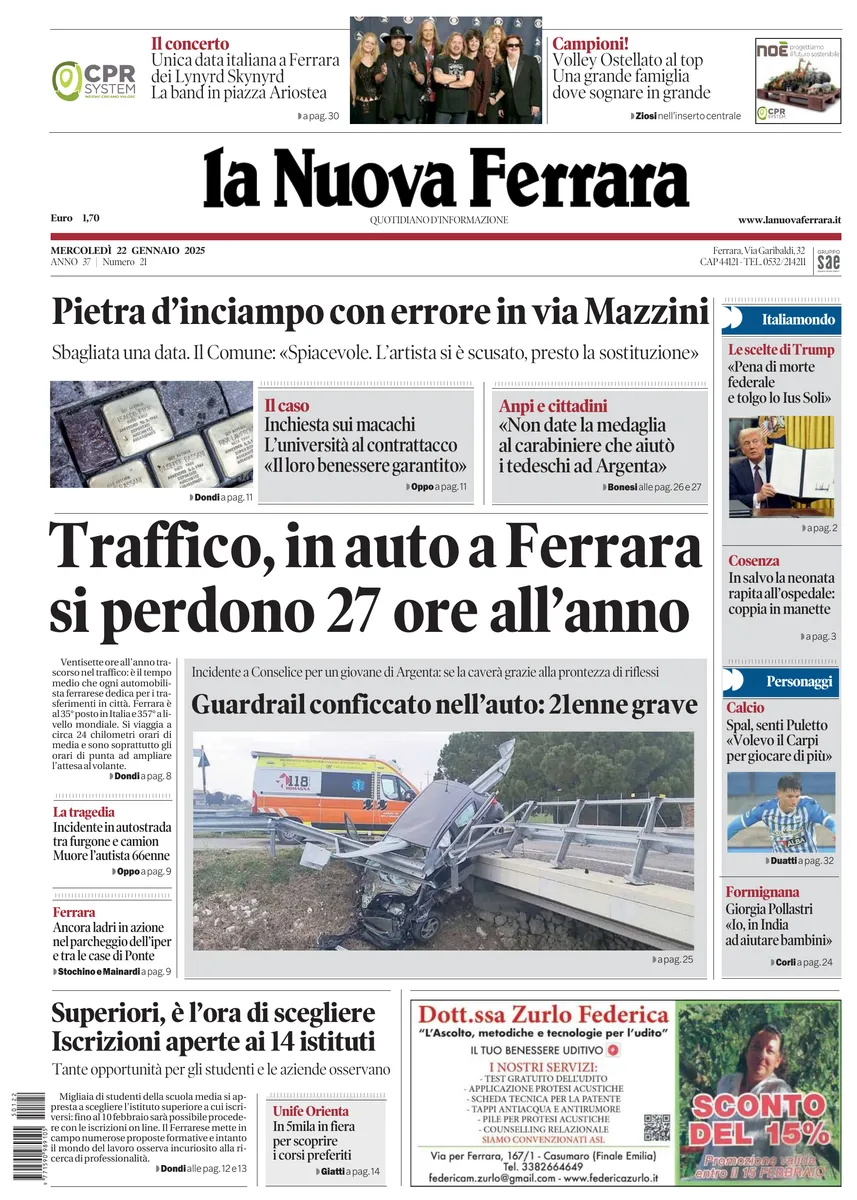 Prima-pagina-nuova ferrara-oggi-edizione-del-2025-01-22